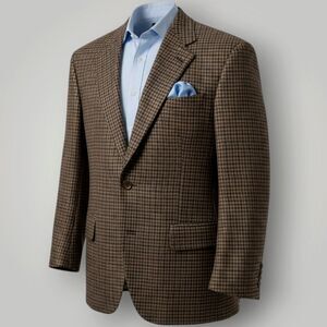 NORDSTROM Vintage Mens Blazer 44L Sport Coat 2-Button Jacket Brown Alpaca Wool